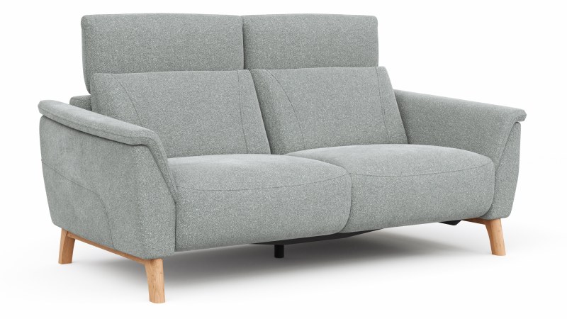 Sofa Nevin - 2,5-Sitzer inkl. Sitzvorzug (motorisch) und Kopfpolsterverstellung, Stoff, Silbergrau
