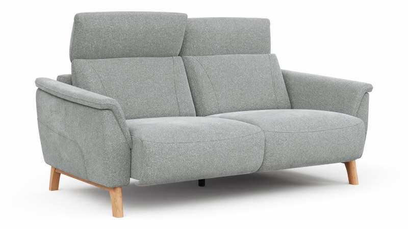 Sofa Nevin - 2,5-Sitzer inkl. Sitzvorzug (motorisch) und Kopfpolsterverstellung, Stoff, Silbergrau