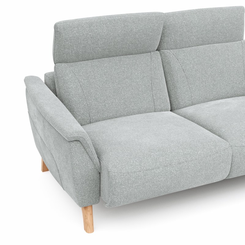 Sofa Nevin - 2,5-Sitzer inkl. Sitzvorzug (motorisch) und Kopfpolsterverstellung, Stoff, Silbergrau