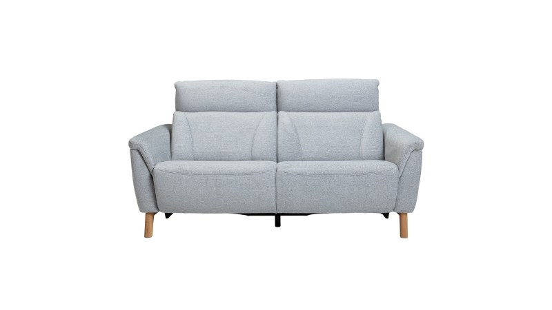 Sofa Nevin - 2,5-Sitzer inkl. Sitzvorzug (motorisch) und Kopfpolsterverstellung, Stoff, Silbergrau