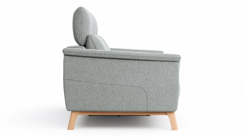 Sofa Nevin - 2,5-Sitzer inkl. Sitzvorzug (motorisch) und Kopfpolsterverstellung, Stoff, Silbergrau