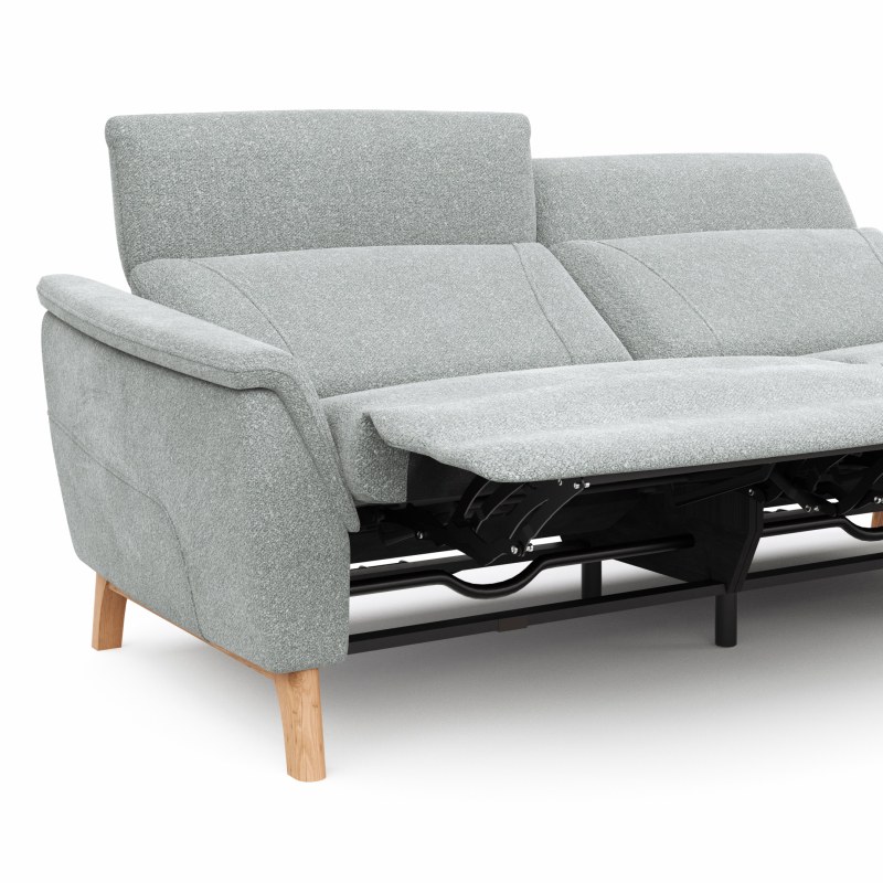 Sofa Nevin - 3-Sitzer, inkl. Relaxfunktion und Kopfteilverstellung (motorisch), Stoff, Silbergrau