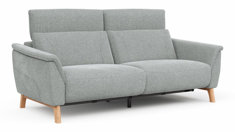 Sofa Nevin - 3-Sitzer, inkl. Relaxfunktion und Kopfteilverstellung (motorisch), Stoff, Silbergrau