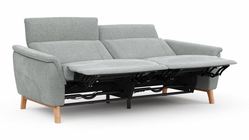 Sofa Nevin - 3-Sitzer, inkl. Relaxfunktion und Kopfteilverstellung (motorisch), Stoff, Silbergrau