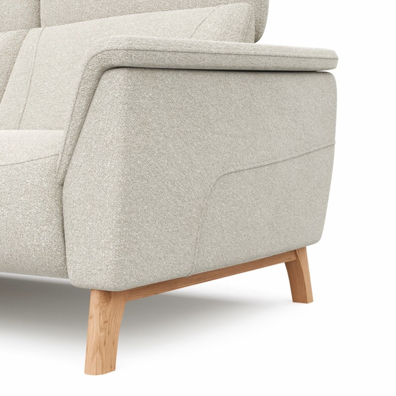 Ecksofa Nevin - Longchair links mit 2-Sitzer rechts, inkl. Kopfpolsterverstellung, Stoff, Weiß