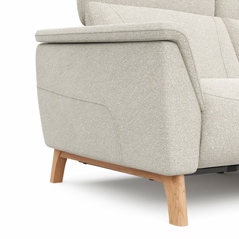 Ecksofa Nevin - 2-Sitzer mit Longchair rechts, inkl. Relaxfunktion (motorisch) und Kopfpolsterverstellung, Stoff, Weiß