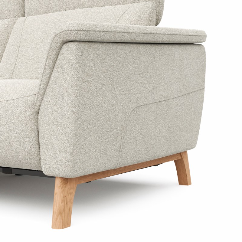 Ecksofa Nevin - Longchair links mit 2-Sitzer rechts, inkl. Relaxfunktion (motorisch) und Kopfpolsterverstellung, Stoff, Weiß