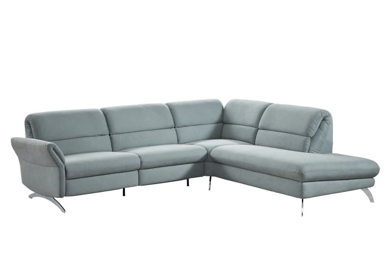 Ecksofa EM Koper -  3-Sitzer mit Ecke rechts, Rückenlehne verstellbar, Stoff, grün