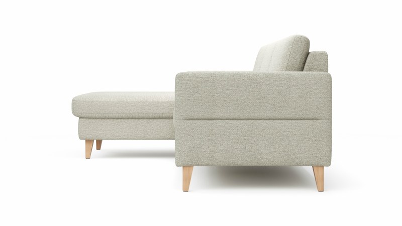 Ecksofa Arima N - Longchair links mit 2,5-Sitzer, Stoff, Creme
