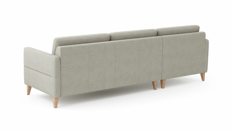 Ecksofa Arima N - Longchair links mit 2,5-Sitzer, Stoff, Creme