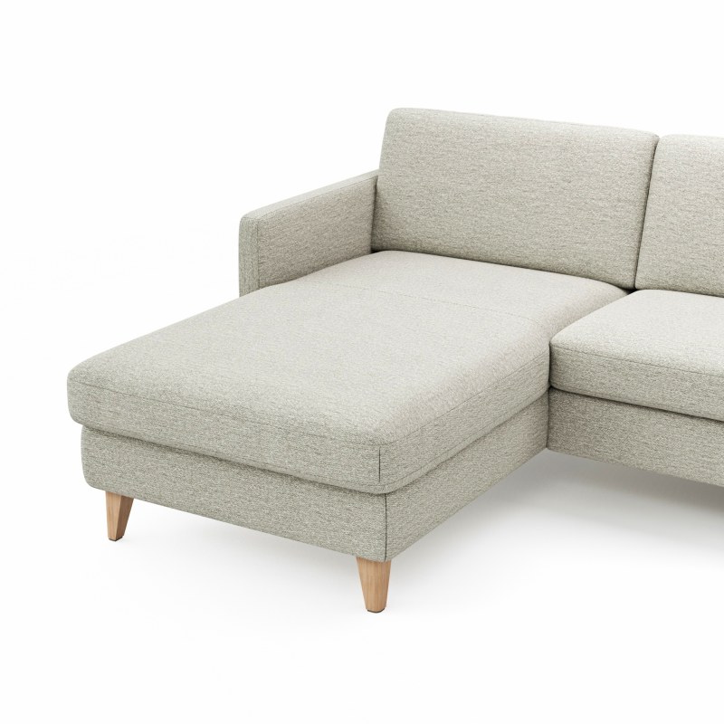 Ecksofa Arima N - Longchair links mit 2,5-Sitzer, Stoff, Creme