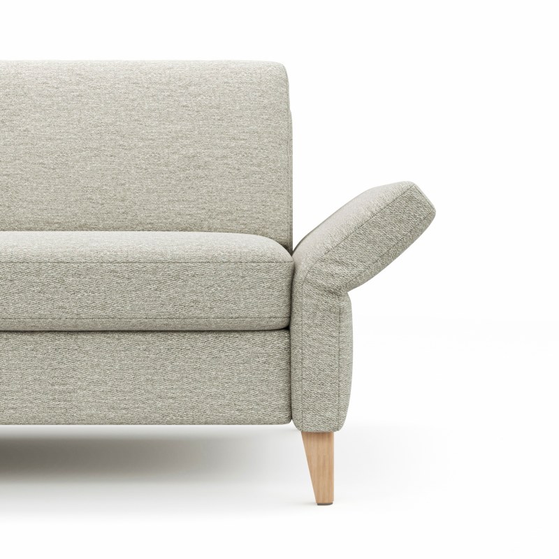 Ecksofa Arima N - Longchair links mit 2,5-Sitzer, Stoff, Creme