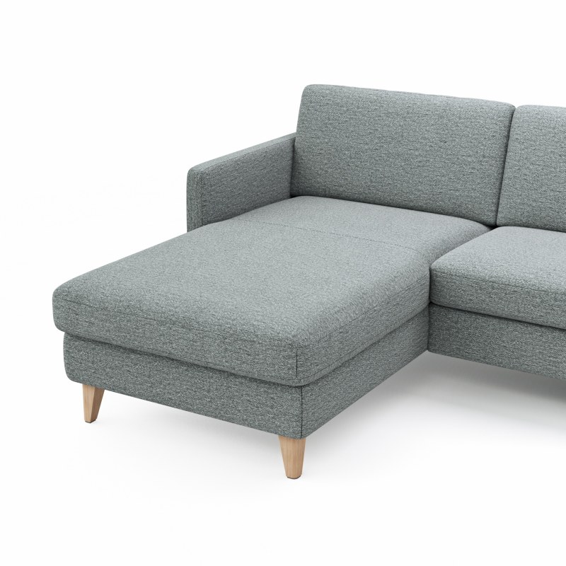 Ecksofa Arima N - Longchair links, 2,5-Sitzer, Stoff, Hellgrau