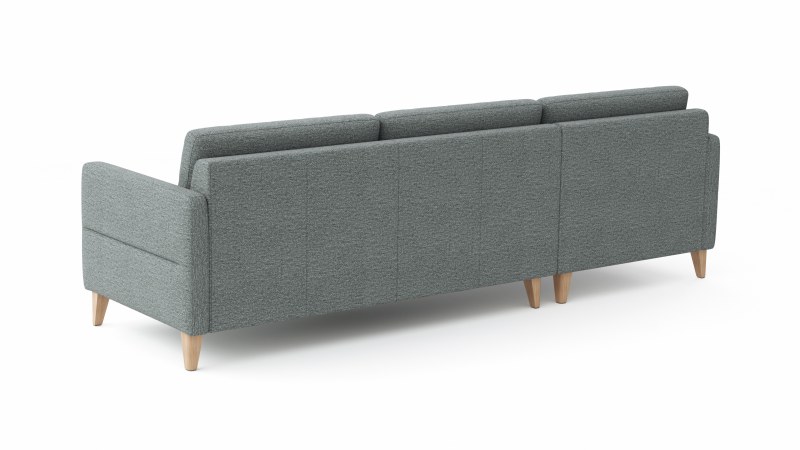 Ecksofa Arima N - Longchair links, 2,5-Sitzer, Stoff, Hellgrau