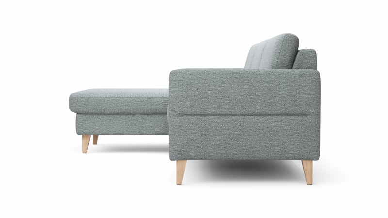 Ecksofa Arima N - Longchair links, 2,5-Sitzer, Stoff, Hellgrau