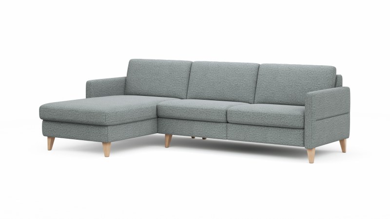 Ecksofa Arima N - Longchair links, 2,5-Sitzer, Stoff, Hellgrau