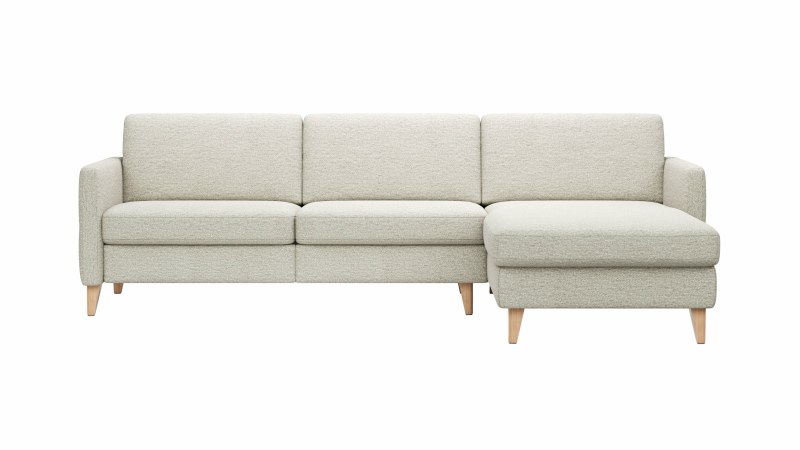 Ecksofa Arima N - 2,5-Sitzer mit Longchair rechts, Stoff, Creme