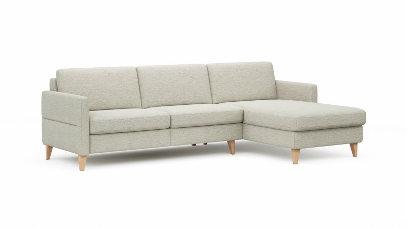 Ecksofa Arima N - 2,5-Sitzer mit Longchair rechts, Stoff, Creme