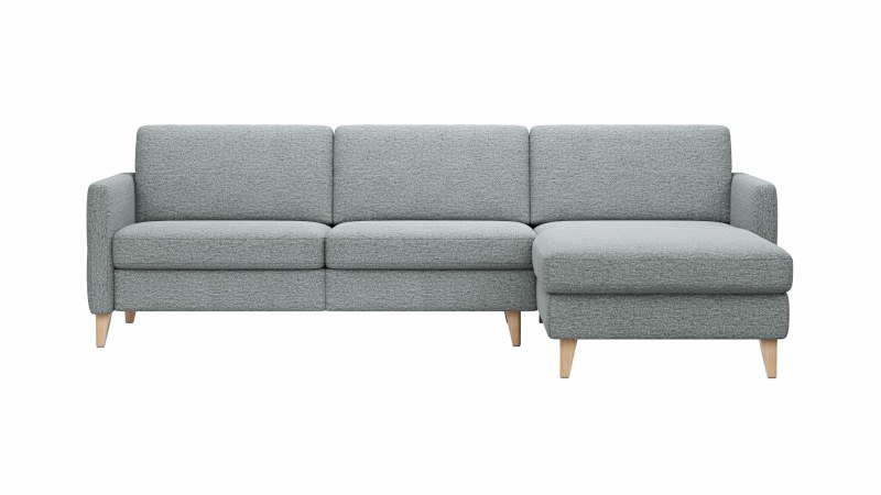 Ecksofa Arima N - 2,5-Sitzer, Longchair rechts, Stoff, Hellgrau