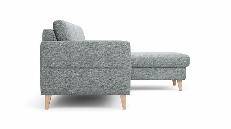Ecksofa Arima N - 2,5-Sitzer, Longchair rechts, Stoff, Hellgrau
