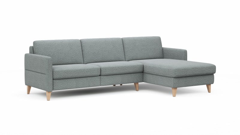 Ecksofa Arima N - 2,5-Sitzer, Longchair rechts, Stoff, Hellgrau