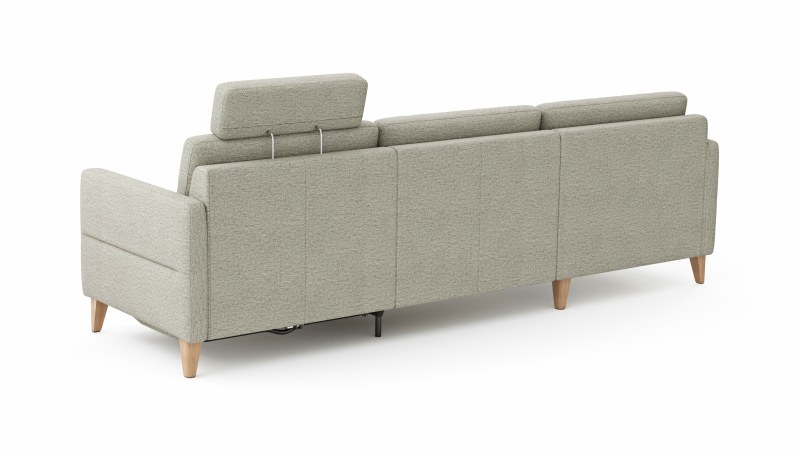 Ecksofa Arima N - Longchair links mit 2,5-Sitzer inkl. Relaxfunktion und Sitzvorzug (motorisch), Stoff, Creme