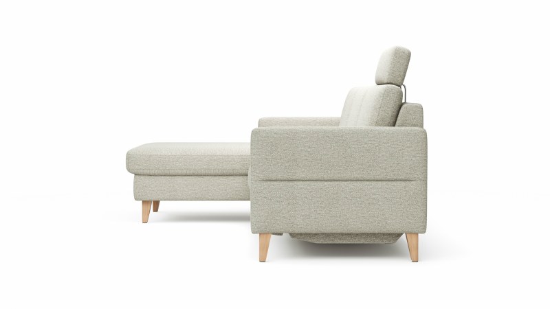 Ecksofa Arima N - Longchair links mit 2,5-Sitzer inkl. Relaxfunktion und Sitzvorzug (motorisch), Stoff, Creme
