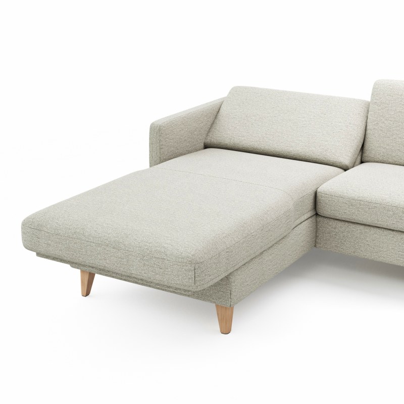 Ecksofa Arima N - Longchair links mit 2,5-Sitzer inkl. Relaxfunktion und Sitzvorzug (motorisch), Stoff, Creme