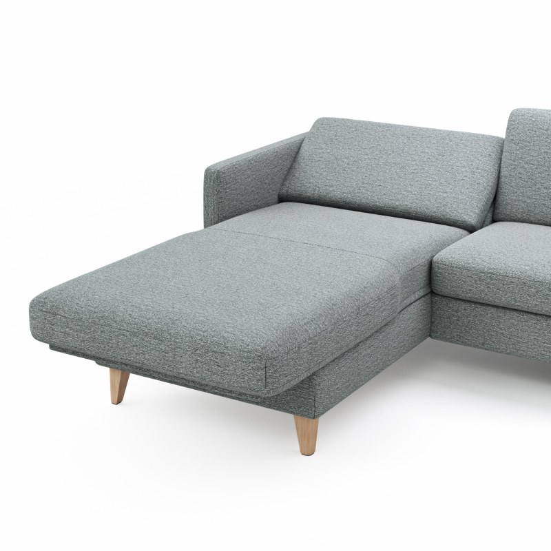 Ecksofa Arima N - Longchair links, 2,5-Sitzer, Relaxfunktion, Sitzvorzug (motorisch), Stoff, Hellgrau