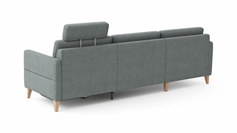 Ecksofa Arima N - Longchair links, 2,5-Sitzer, Relaxfunktion, Sitzvorzug (motorisch), Stoff, Hellgrau