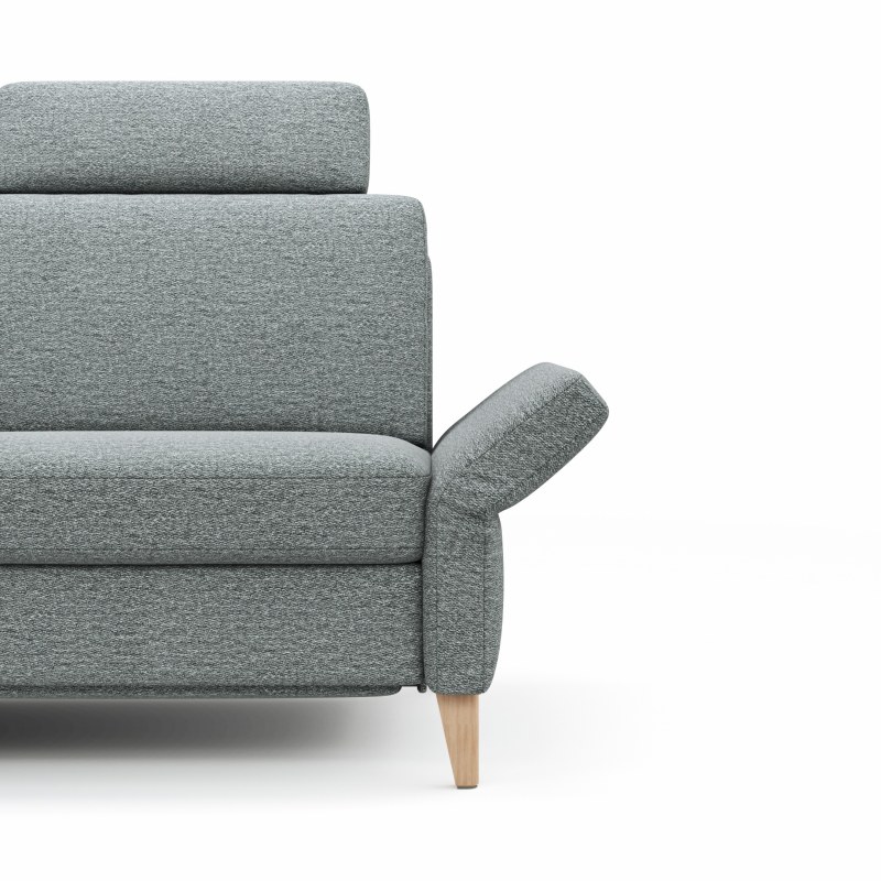 Ecksofa Arima N - Longchair links, 2,5-Sitzer, Relaxfunktion, Sitzvorzug (motorisch), Stoff, Hellgrau