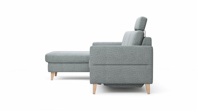 Ecksofa Arima N - Longchair links, 2,5-Sitzer, Relaxfunktion, Sitzvorzug (motorisch), Stoff, Hellgrau
