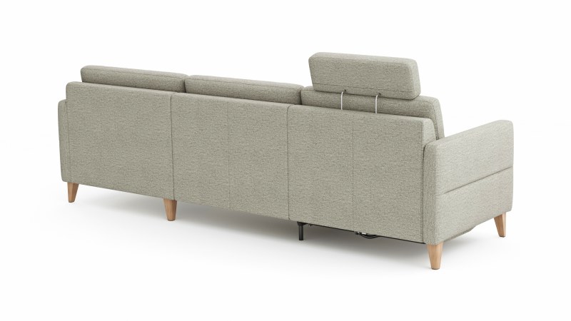 Ecksofa Arima N - 2,5-Sitzer mit Longchair rechts inkl. Relaxfunktion und Sitzvorzug (motorisch), Stoff, Creme