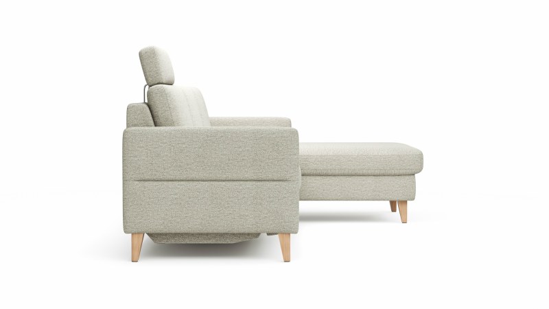 Ecksofa Arima N - 2,5-Sitzer mit Longchair rechts inkl. Relaxfunktion und Sitzvorzug (motorisch), Stoff, Creme