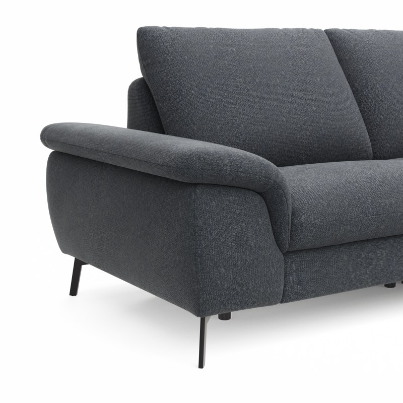Ecksofa Gotera - 1,5-Sitzer med + 1,5-Sitzer med mit Longchair groß rechts inkl. Schlaffunktion (teilmotorisch), Armlehne klappbar, Rückenlehne verstellbar  und einmal Relaxfunktion (teilmotorisch), Stoff, Anthrazit