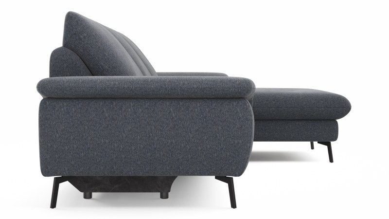 Ecksofa Gotera - 1,5-Sitzer med + 1,5-Sitzer med mit Longchair groß rechts inkl. Schlaffunktion (teilmotorisch), Armlehne klappbar, Rückenlehne verstellbar  und einmal Relaxfunktion (teilmotorisch), Stoff, Anthrazit