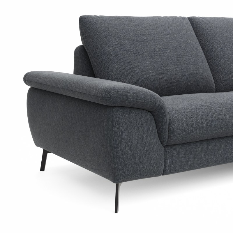 Ecksofa Gotera - 1,5-Sitzer med. + 1,5-Sitzer med. mit Longchair rechts inkl. Rückenlehne verstellbar, Stoff, Anthrazit