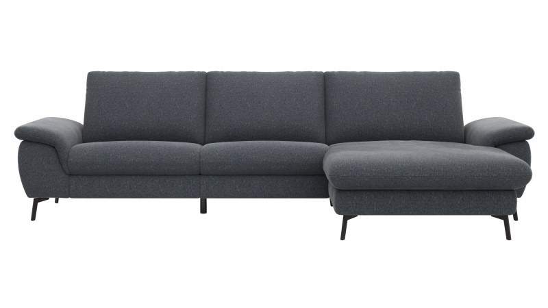 Ecksofa Gotera - 1,5-Sitzer med. + 1,5-Sitzer med. mit Longchair rechts inkl. Rückenlehne verstellbar, Stoff, Anthrazit