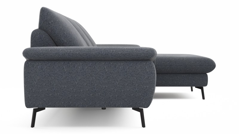 Ecksofa Gotera - 1,5-Sitzer med. + 1,5-Sitzer med. mit Longchair rechts inkl. Rückenlehne verstellbar, Stoff, Anthrazit