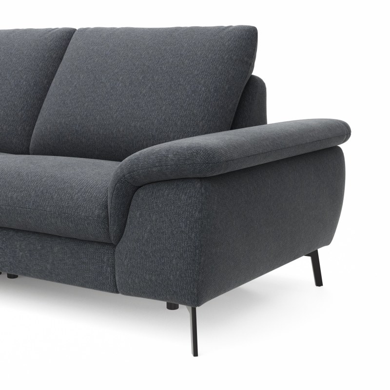 Ecksofa Gotera - Longchair groß mit 1,5-Sitzer med + 1,5-Sitzer med rechts inkl. Schlaffunktion (teilmotorisch), Armlehne klappbar, Rückenlehne verstellbar  und einmal Relaxfunktion (teilmotorisch), Stoff, Anthrazit