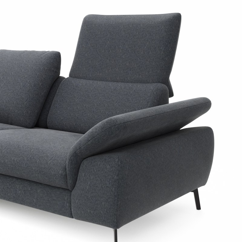 Ecksofa Gotera - Longchair links mit 1,5-Sitzer med. + 1,5-Sitzer med. rechts inkl. Rückenlehne verstellbar, Stoff, Anthrazit