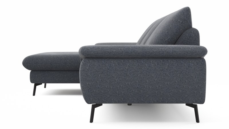 Ecksofa Gotera - Longchair links mit 1,5-Sitzer med. + 1,5-Sitzer med. rechts inkl. Rückenlehne verstellbar, Stoff, Anthrazit