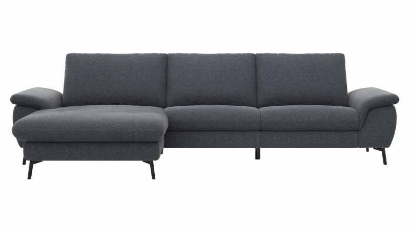 Ecksofa Gotera - Longchair links mit 1,5-Sitzer med. + 1,5-Sitzer med. rechts inkl. Rückenlehne verstellbar, Stoff, Anthrazit