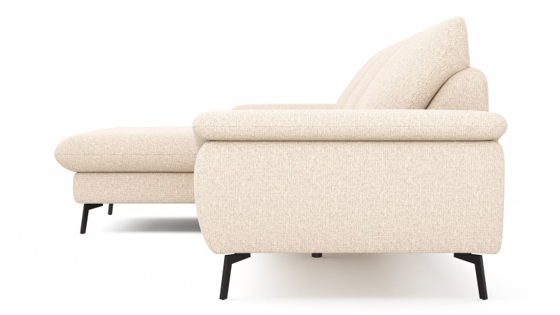 Ecksofa Gotera - Longchair links mit 1,5-Sitzer med. + 1,5-Sitzer med. rechts inkl. Rückenlehne verstellbar, Stoff, Creme