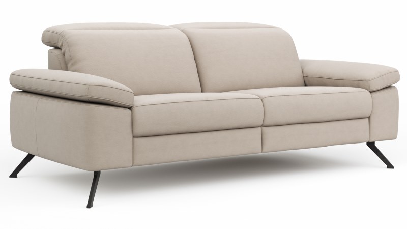 Sofa Rafaela 2.0 - 2,5-Sitzer inkl. Kopfteil verstellbar, Leder, Champagner