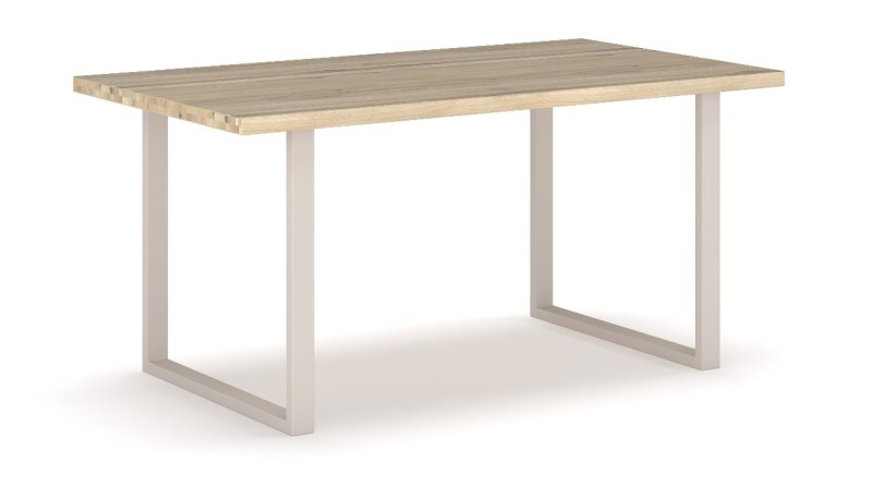 Esstisch - LB ca. 180x100 cm, Eiche bianco massiv geölt, Kreidefarben