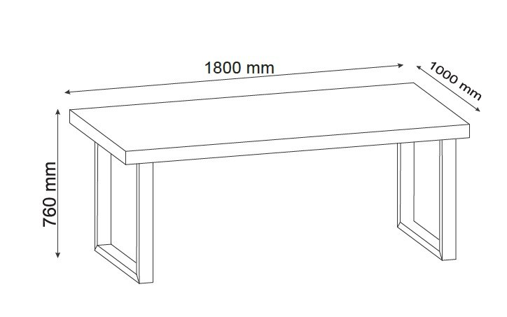 Esstisch - LB ca. 180x100 cm, Eiche bianco massiv geölt, Kreidefarben