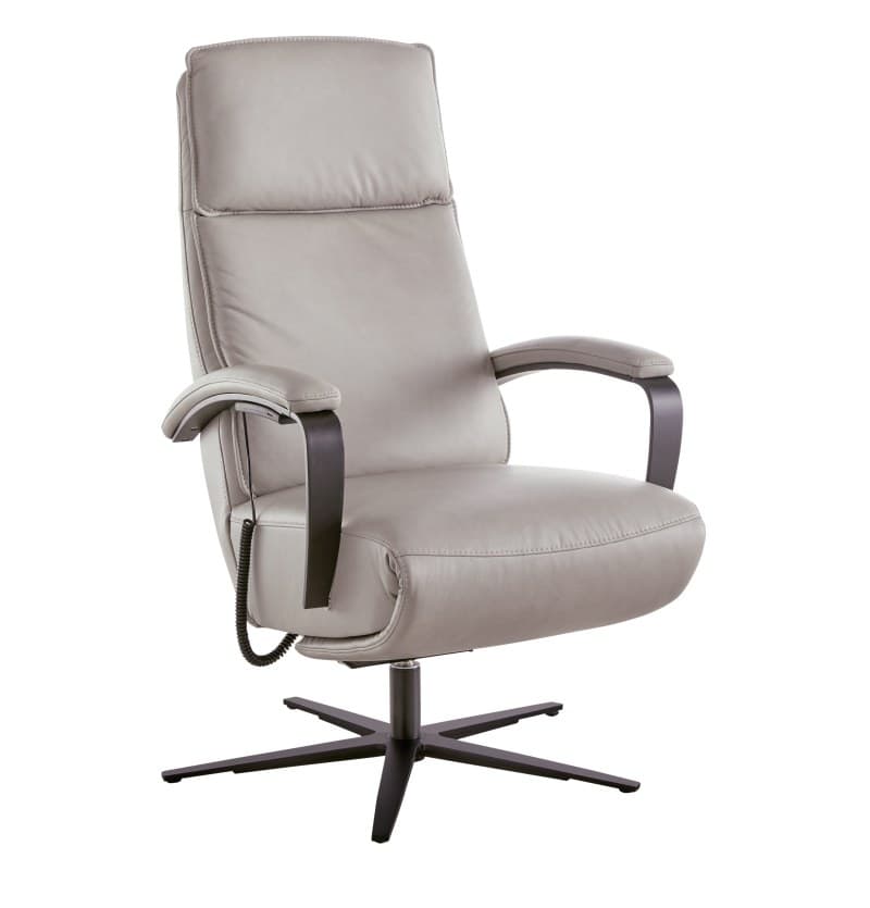 Relaxsessel Avela Relax - Größe L, Kopf-/ Fußteil und Rückenlehne verstellbar, Leder, Steingrau