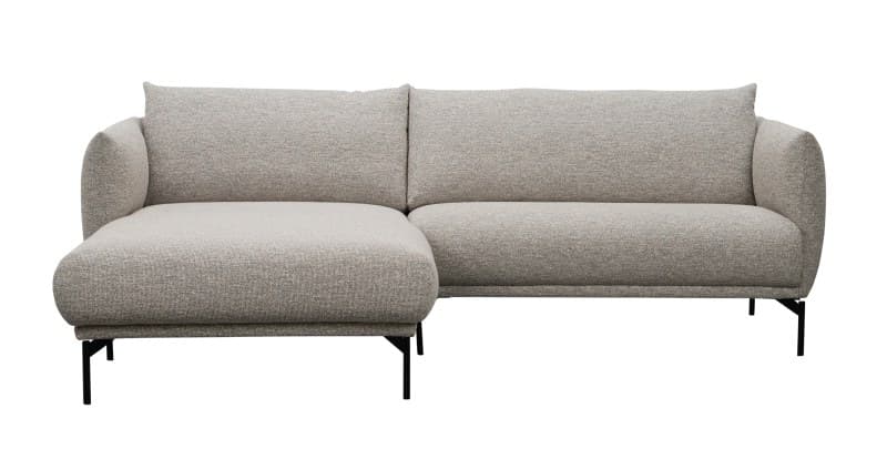 Ecksofa Joana - Longchair links mit 2-Sitzer, Stoff, Beige