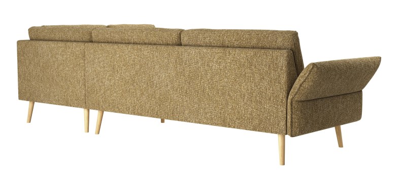 Ecksofa Stina - 3-Sitzer mit Ecke rechts, Armlehne verstellbar, Stoff, Curry